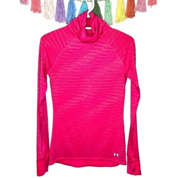 Under Armour Long Sleeve Hot Pink Turtle Neck Fitted Athletic Shirt Size Medium - Picture 2 of 14